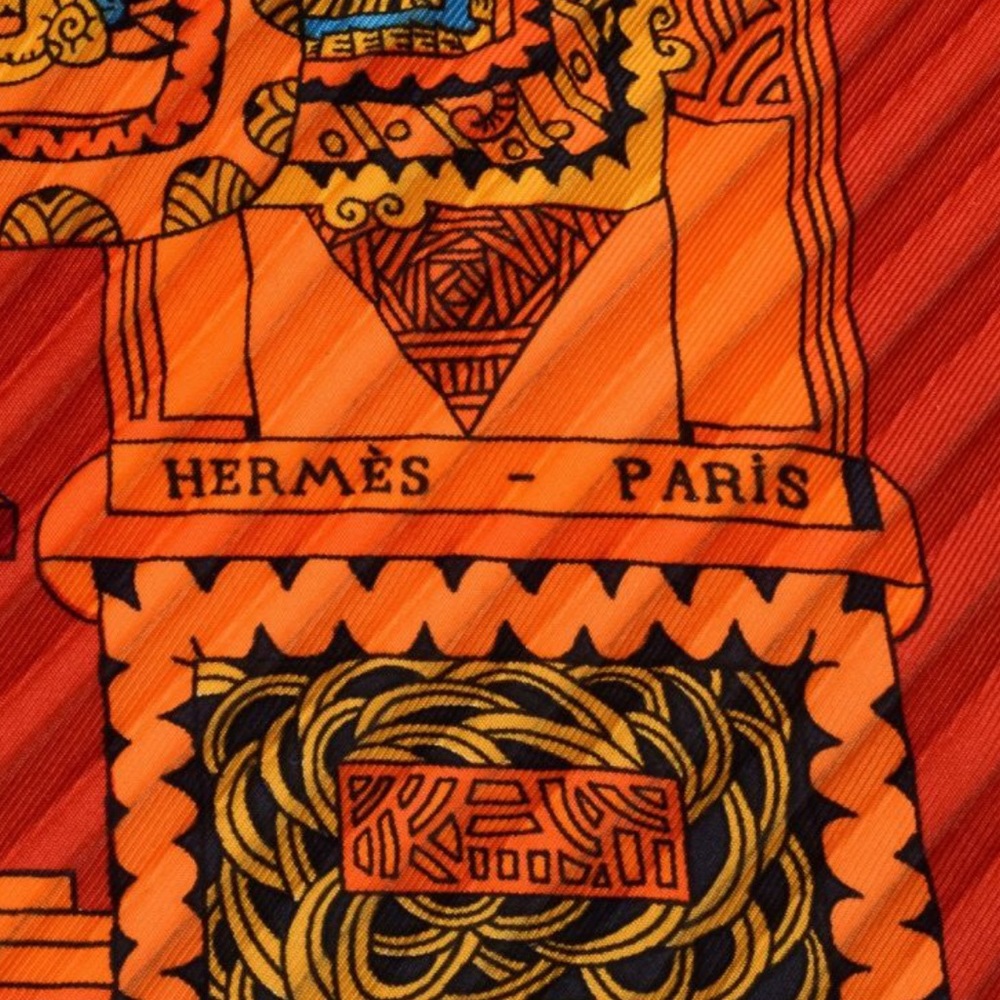 SOLD ✅ Hermès Astres et Soleils silk Pleated scarf - Picture 5 of 8